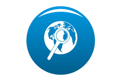 Magnifier on earth icon blue vector