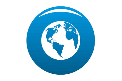 Continent on planet icon blue vector