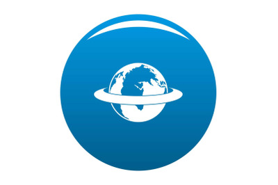 Around the earth icon blue vector