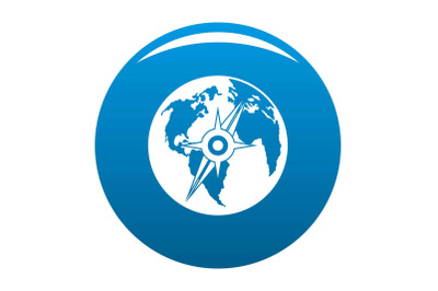 Compass on earth icon blue vector