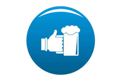 Beer in hand icon blue vector