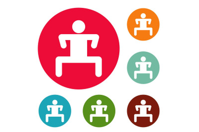 Stick figure stickman icons circle set vector