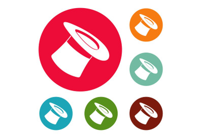 Inverted hat icons circle set vector
