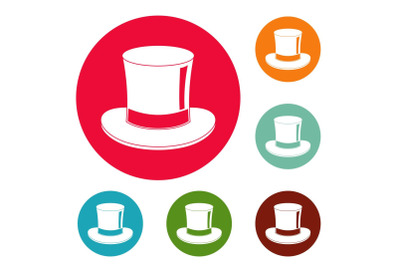 Magic cylinder icons circle set vector