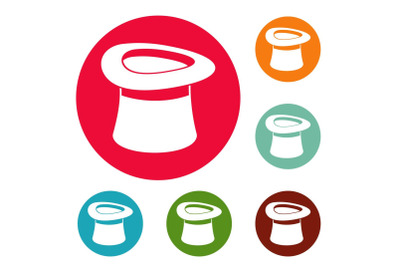 Inverted hat icons circle set vector
