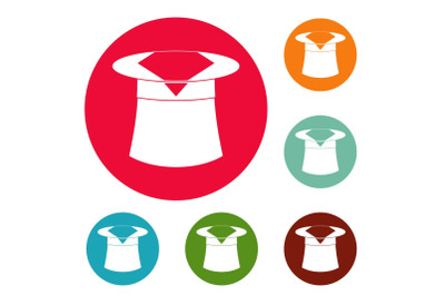 Hat with napkin icons circle set vector