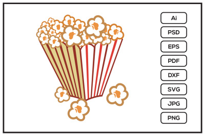 Popcorn in the cup design illustration