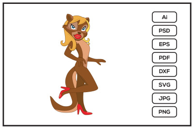 Cartoon blonde squirrel girl character design illustration