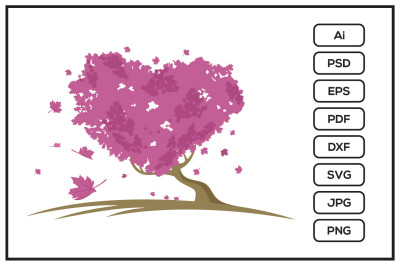 Realistic love maple tree design illustration