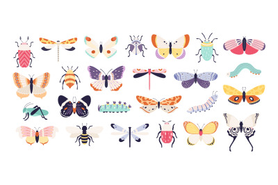 Decorative insects. Doodle beetles&2C; butterflies&2C; dragonflies&2C; bee&2C; cat