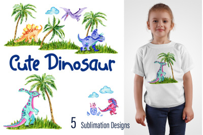 Baby Cute Dinosaurs sublimation design PNG