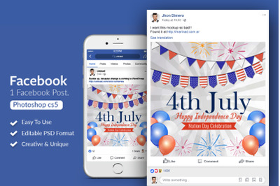 4 July Celebration Day Facebook Post Banner