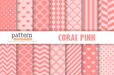 Polka Coral Pink Digital Paper - T0203