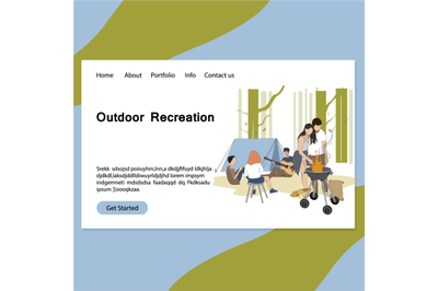 Outdoor recreation landing page, friends barbeque picnic