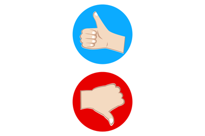 Like and dislike badge, red and blue to communication