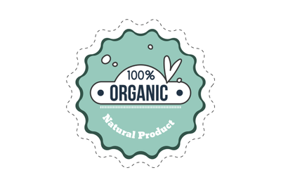 Organic natural product badge cartoon, certificate quality