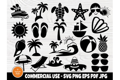 Summer Clipart, Beach Svg, Sunglasses, Palm Tree