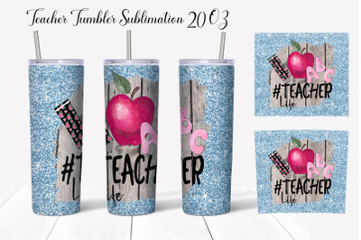 Teacher Skinny Tumbler Wrap. Sublimation design 20 Oz