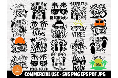 Summer SVG Bundle&2C; Beach Babe Svg&2C; Flip Flops Svg