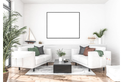 Interior scene artwork background frame mockup