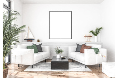 Interior scene artwork background frame mockup