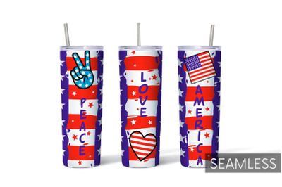 Peace Love America Tumbler Sublimation