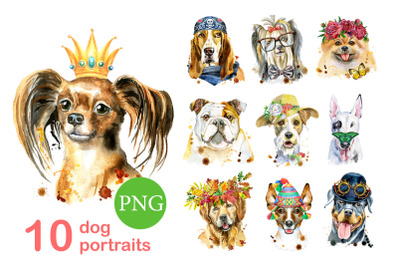 10 watercolor dog portraits 10