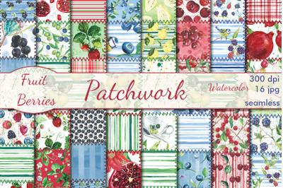 Fruit&amp;Berries Patchwork seamless patterns