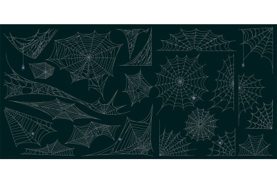 Halloween cobweb. Spider web spooky halloween decoration, scary torn c