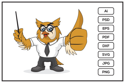 Owl teacher cartoon character design illustration