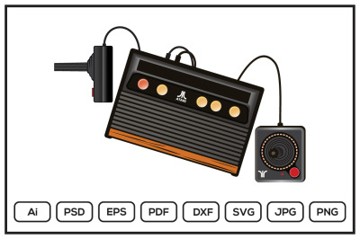 Classic Atari game console design illustration