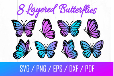 Butterfly Svg Bundle, Layered Butterfly Svg, Butterfly Cut File