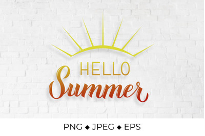 Hello summer calligraphy hand lettering sublimation design
