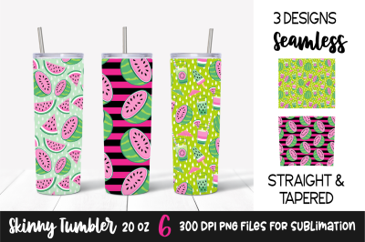 Pink Watermelon Skinny Tumbler Wrap / Sublimation Design