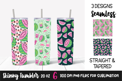 Pink Watermelon Sublimation Designs for Skinny Tumbler 20 Oz