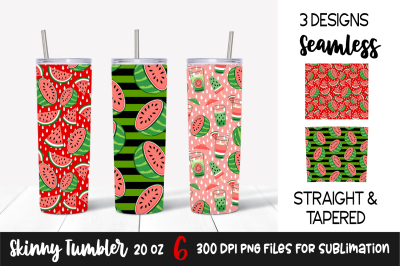 Red Watermelon Skinny Tumbler Wrap / Sublimation Design