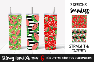Red Watermelon Skinny Tumbler Template / Sublimation PNG
