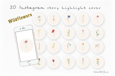 Watercolor Wildflower Instagram Story Highlight Icons