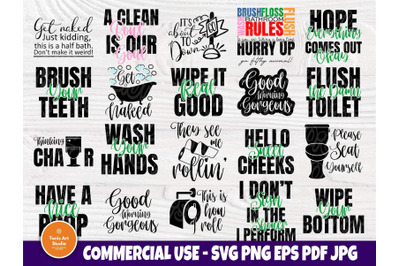 Funny Bathroom SVG Bundle, Toilet Signs Svg Bundle