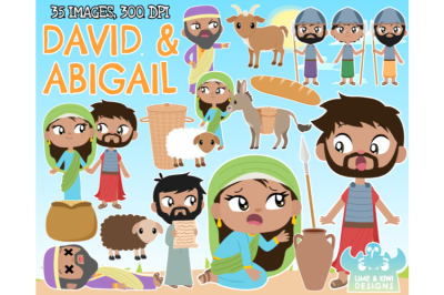 David and Abigail Clipart - Lime and Kiwi Designs