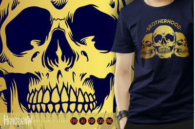 Brotherhood Gold Skull Illustrations