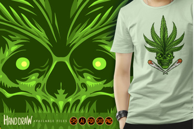 Cannabis Skull Joint Weed Smoke Mascot