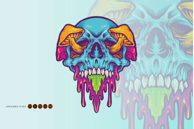 Psychedelic Skull Magic Mushroom