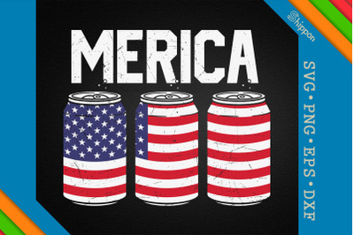 Merica Beer Cans American 4th of July