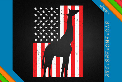 Merica Patriotic Giraffe 4th of July