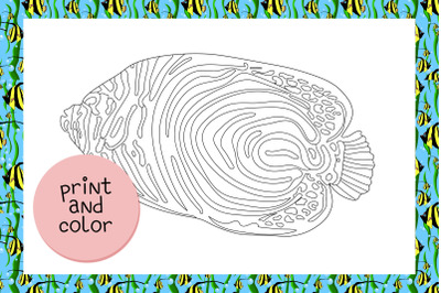 Coloring page Fish underwater world JPEG