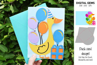 Duck Birthday / Christmas / Baby shower card &amp; envelope SVG