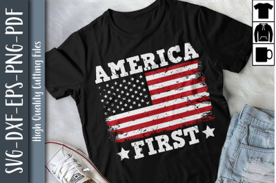 America First Patriotic US Flag July 4th