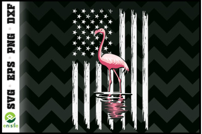 Flamingo American Flag 4th of July