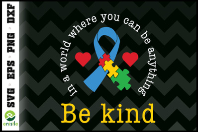 Autism Awareness Puzzle Ribbon Be kind